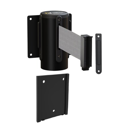 Montour Line Retr. Belt Barrier Removable Black Metal Wall Mt 8.5ft Lt Gry Belt (F) WM115-BK-LGY-RM-S-85